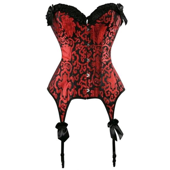 Alivila.Y Fashion Black Lace/ Red Overbust Corset Bustier Top 5xl Runs Small - Picture 1 of 12